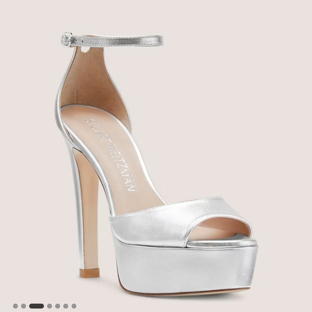 Stuart Weitzman Silver High Heel Sandals - Picture 2 of 5